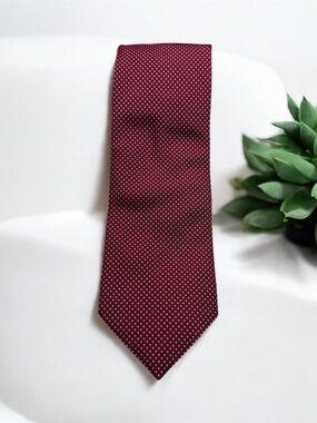 Banana Republic Burgundy Silk Tie Geometric Pattern